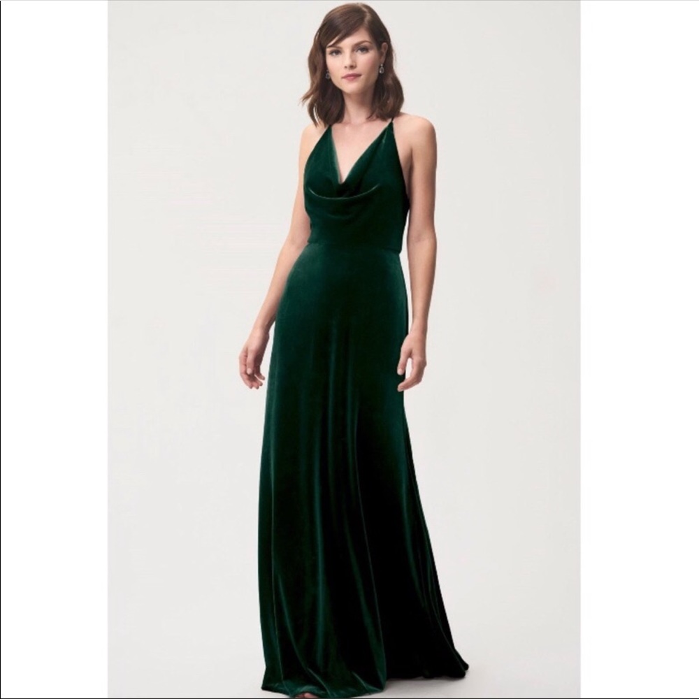 Jenny Yoo emerald velvet bridesmaid dress size 4